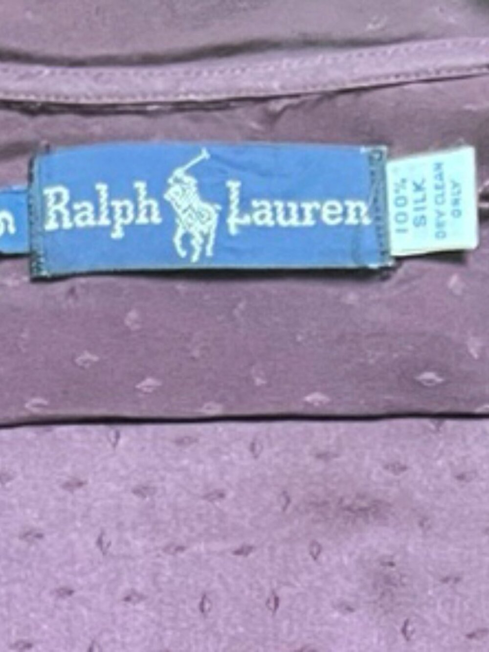 Vintage Ralph Lauren 100% Silk Scarf-neck blouse Plum Jacquard - Picture 4 of 7